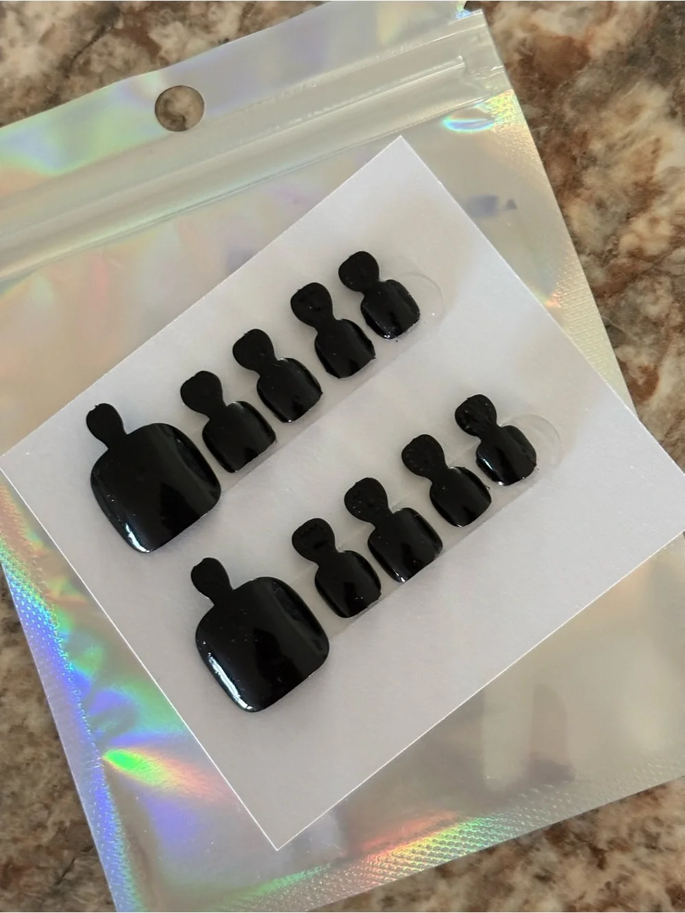 Black Press-On Toe Nail Kit